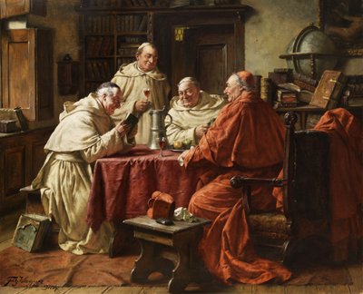Cardinal with Monk in a Monastery Library by Fritz Wagner